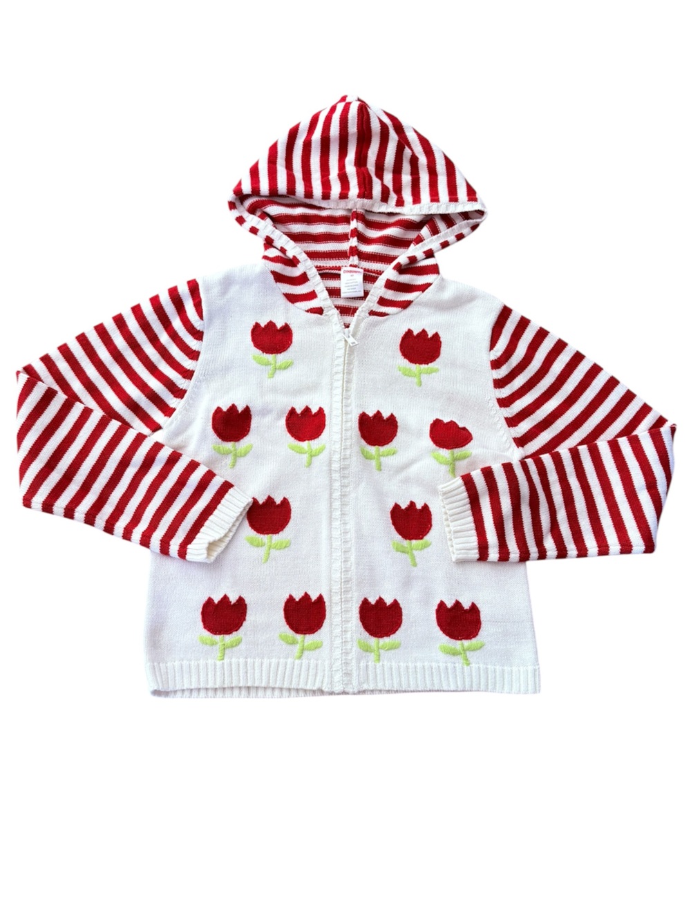 Gymboree girls size 10 white and red tulip zip up sweater